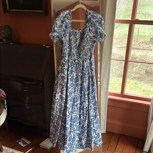 Boden Puff Sleeve Blue Dress